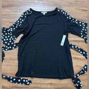 NWT Counterparts Black/Polkadot Blouse